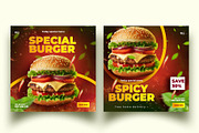6 burger post  template design, a Social Media Template by graphic bakers (Thumbnail 4 of 6)