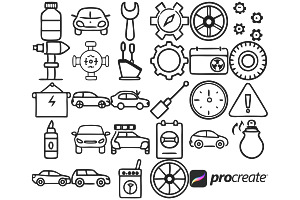 Car Service Icons Set 1 Procreate