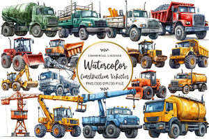 Construction Vehicles Clipart, an Illustration by OK Design