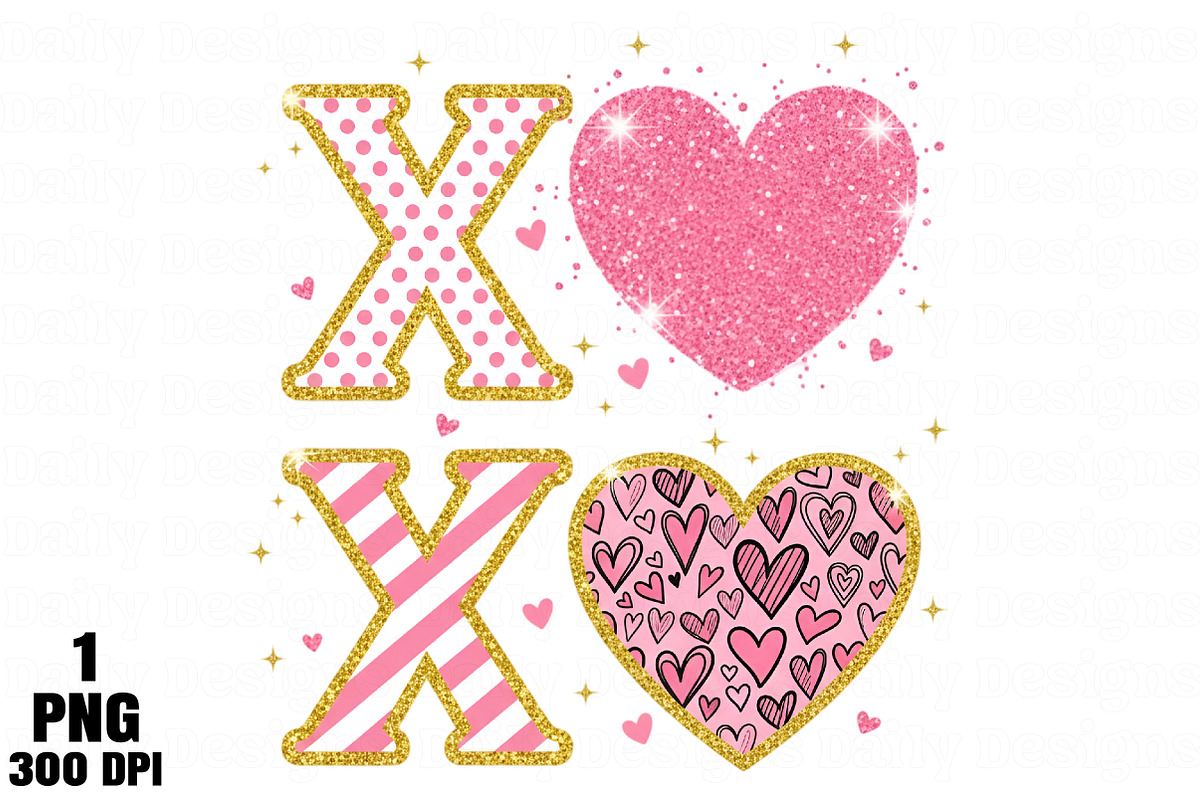Glitter XOXO Valentine’s Day PNG, an Illustration by Daily.Designs (Photo 1 of 5)