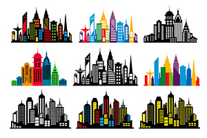 Cityscape building silhouettes