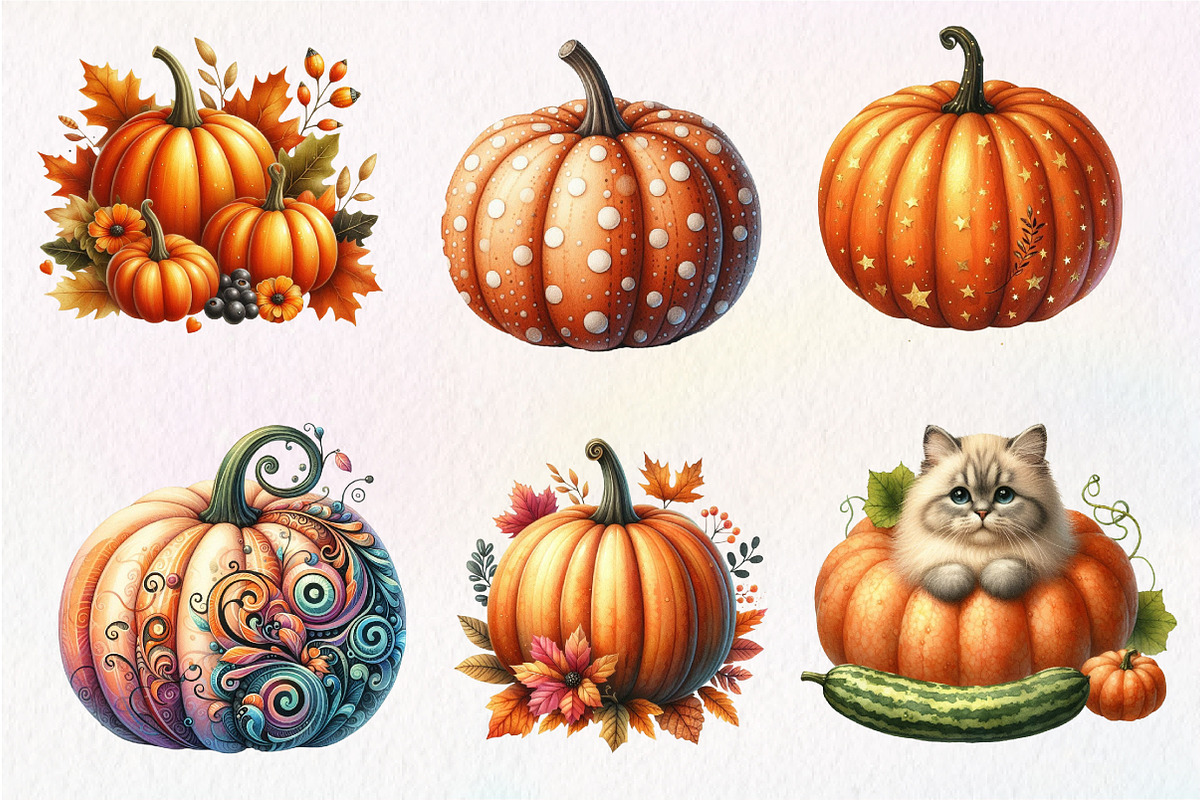 Whimsy Pumpkin Clipart PNG, an Illustration by Dream Creation (Photo 7 of 7)
