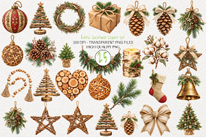 Rustic Christmas Clipart Set