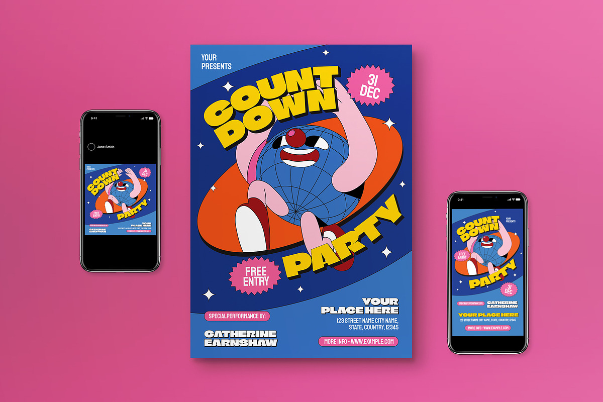 Blue Countdown Party Flyer Set, a Flyer Template by graphicook (Photo 1 of 3)