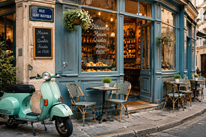 Cafe on rue saint ristique in paris, a Photo by Beautiful things