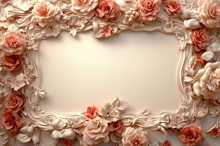 Elegant floral frame with intricate, a Photo by Tanuart