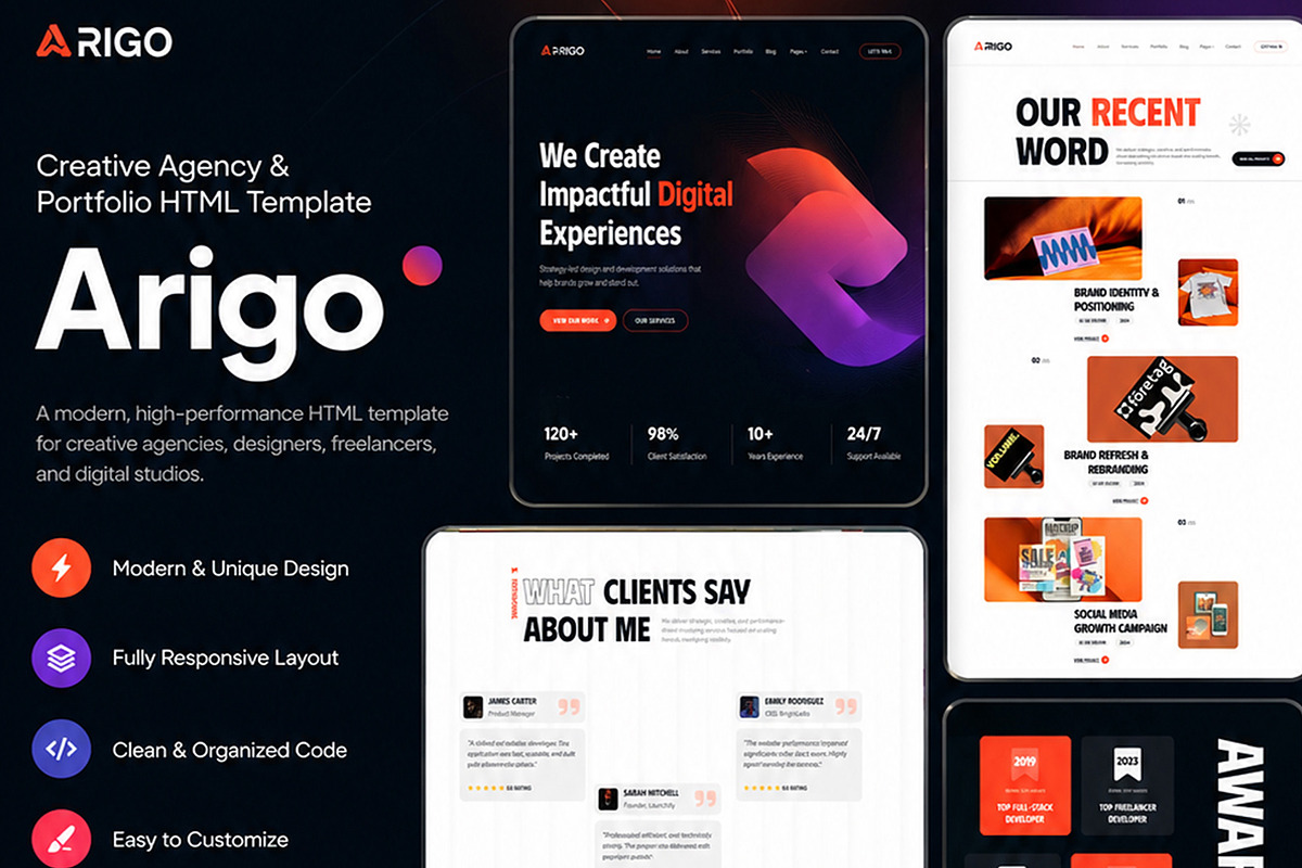Arigo Agency Portfolio HTML Template, a HTML Template by Helenshop (Photo 2 of 3)