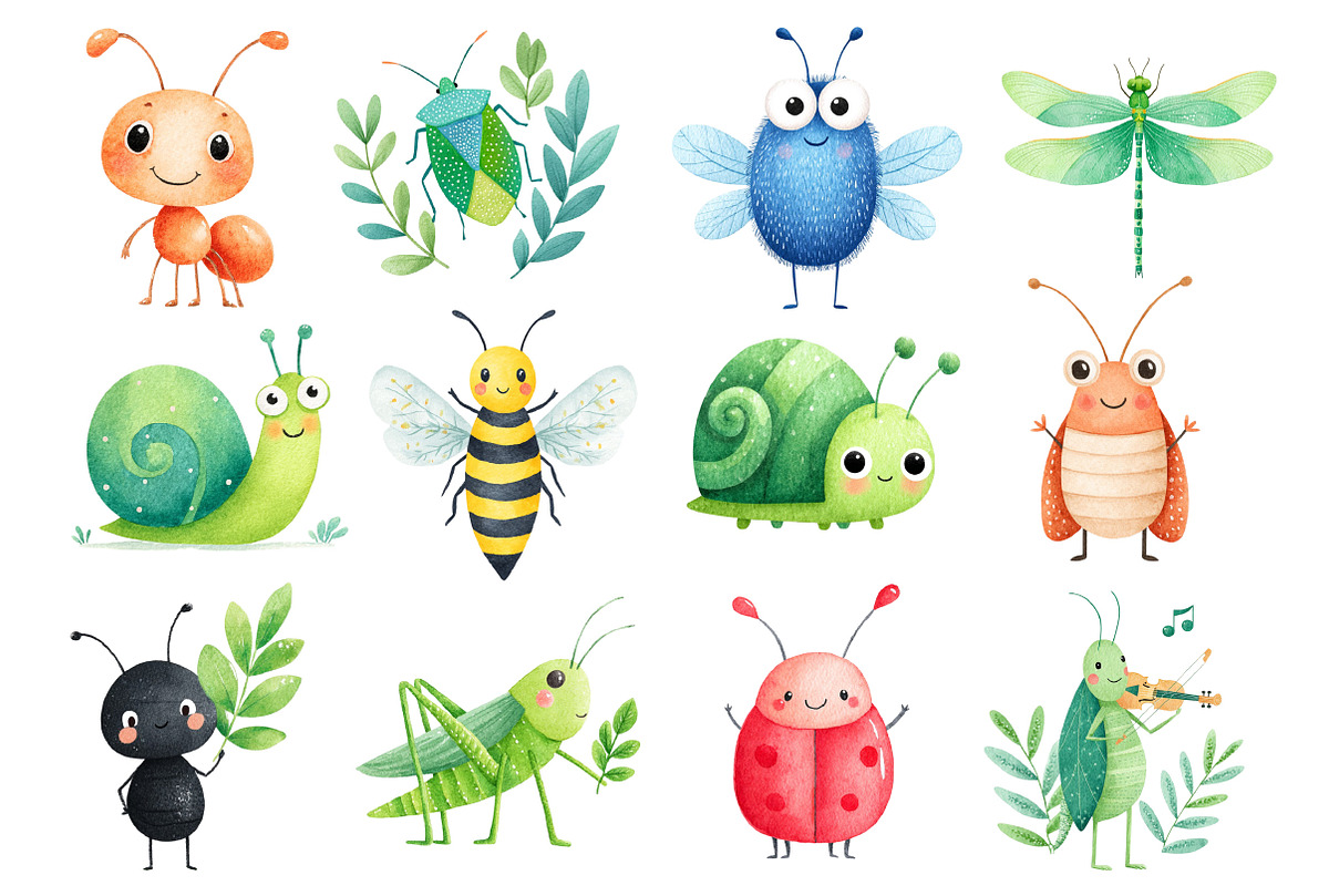 Watercolor Insects Clipart Bundle, an Illustration by Dream Creation (Photo 4 of 7)