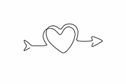 Valentines day. Сontinuous line., a Decorative Illustration by Anastasiia_Dzhioeva (Thumbnail 3 of 6)