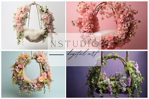 15Floral Swing Themed Baby Backdrops