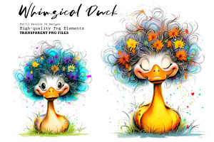 Whimsical Duck Clipart Bundle, a Seasonal Illustration by CreationArt