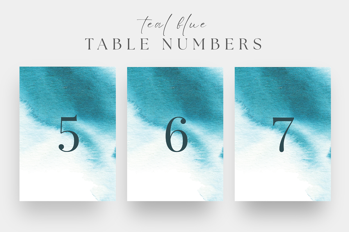 Printable Teal Wedding Table Cards, a Stationery Template by Kolorata Art (Photo 1 of 3)