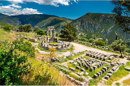 Temple of athena pronaia at delphi stock photo containing greece and delphi, an Architecture Photo by Leonid Andronov