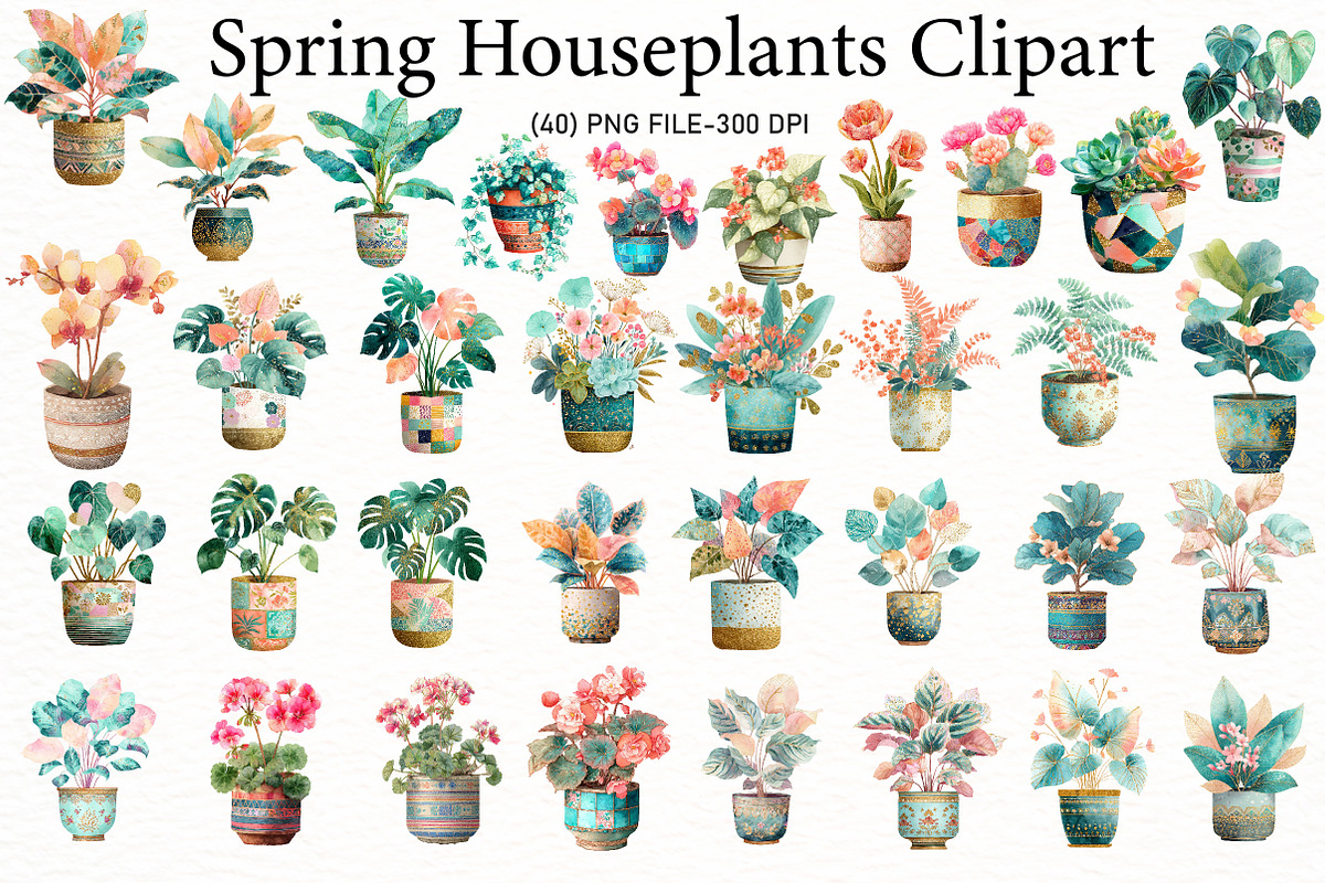 Spring Houseplants Clipart, an Illustration by Designworld (Photo 1 of 5)