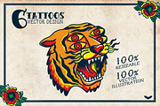6 Vector Tattoos Design, an Illustration by PaperBat (Thumbnail 1 of 5)