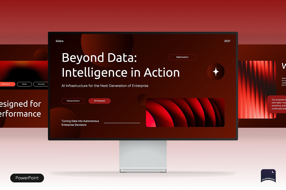 Solara AI Company Pitch Deck, a Presentation Template by Claymoon Lab (Photo 1 of 6)