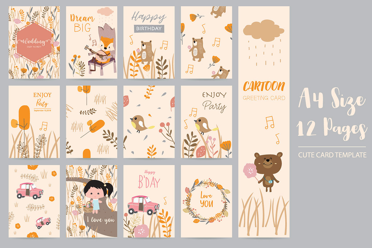 12 cute natural design cards3#, a Card Template by Piixypeach (Photo 2 of 4)