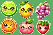 Kawaii  Fruit Clipart Bundle, an Illustration by Designworld (Thumbnail 5 of 6)