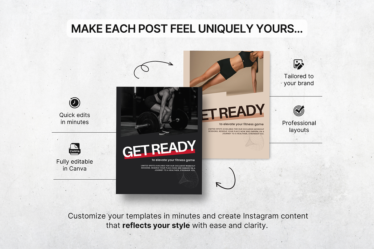 Fitness Instagram Templates Bundle, a Social Media Template by DigiPax (Photo 9 of 12)
