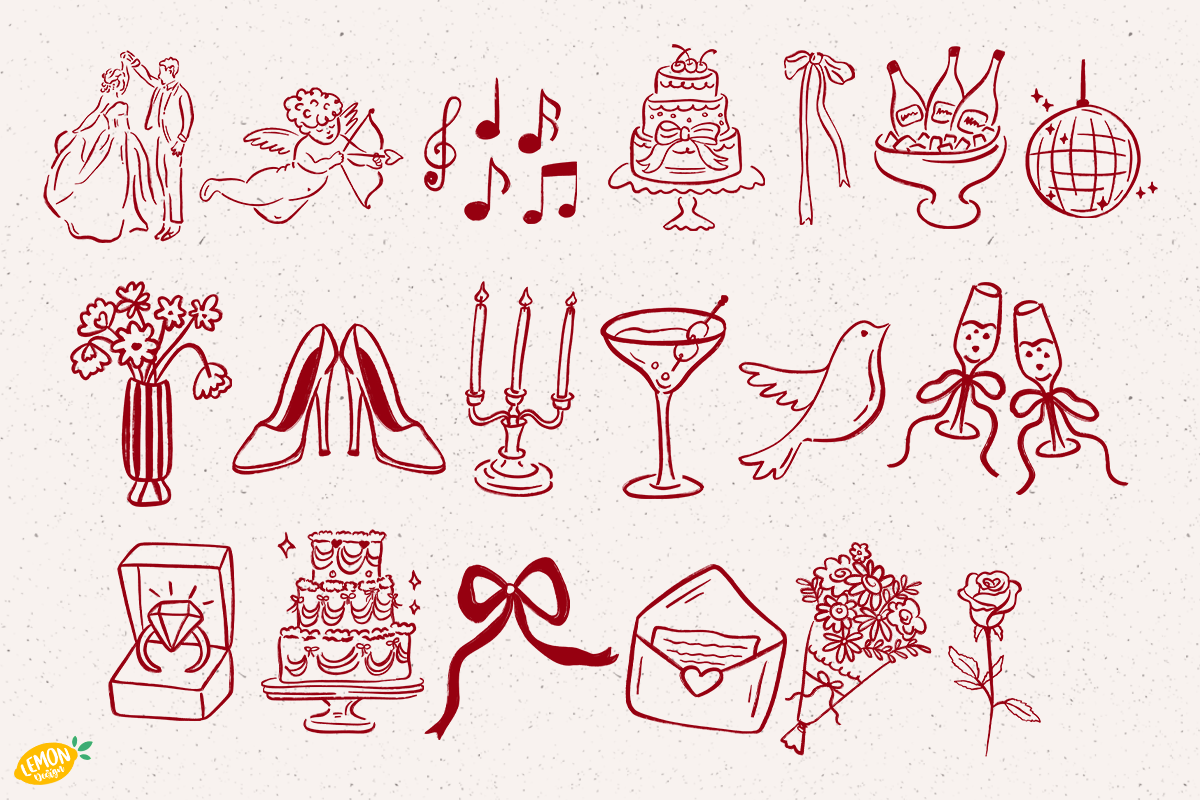 Hand Drawn Wedding PNG Clipart, a Decorative Illustration by LemonDesign (Photo 4 of 4)