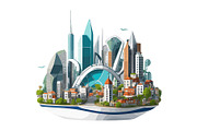 The green modern city skyline, an Illustration by Emdaduljs (Thumbnail 3 of 8)