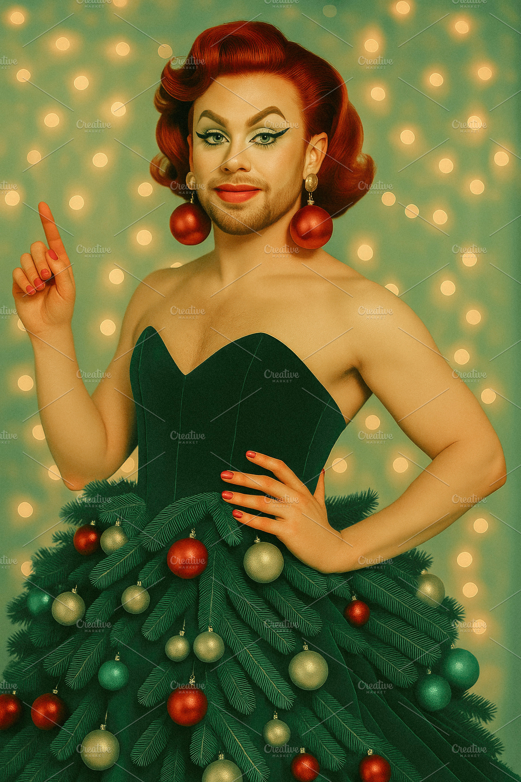 a bearded person in christmas dress, generative AI, a Photo by Nito