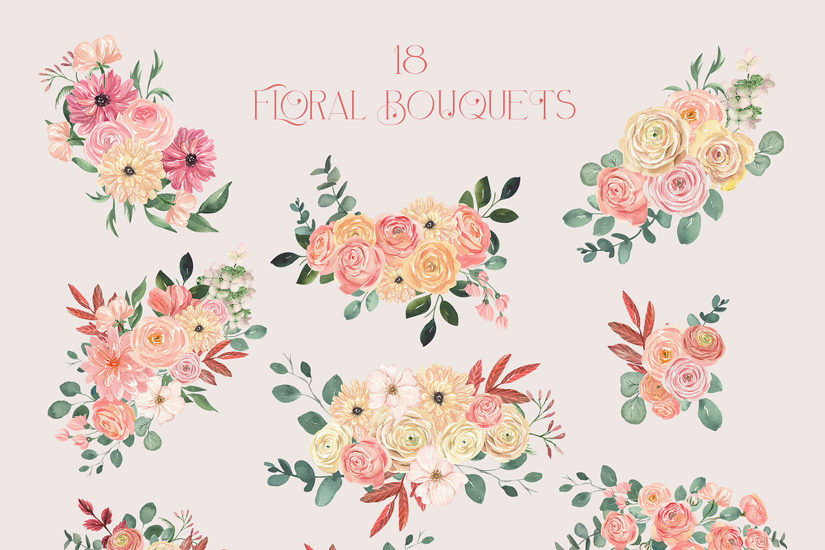 Blush Blooms Soft Watercolor Flowers, a Decorative Illustration by Catch the Dream Art (Photo 3 of 13)