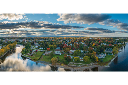 Aerial panorama over Plattsburgh iN, an Architecture Photo by Backyard Stock