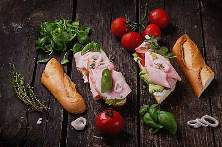 Ham sandwiches featuring sandwich, white, and top, a Food & Drink Photo by sebastianaraw