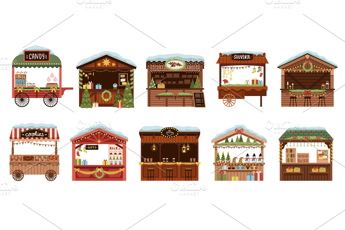 Christmas market stalls. Holiday, an Object Illustration by YummyBuum