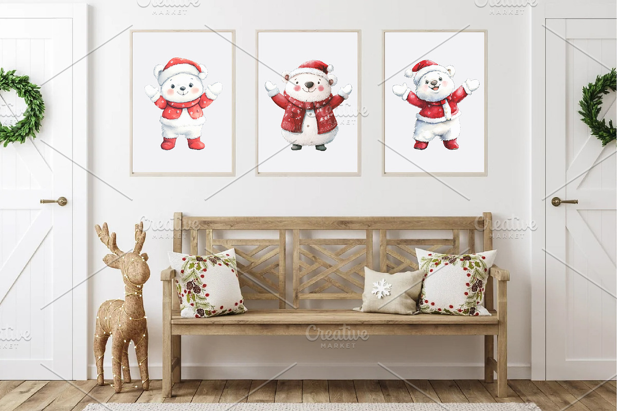 Christmas Bear. Watercolor PNG, an Animal Illustration by KENO Mascots (Photo 6 of 8)