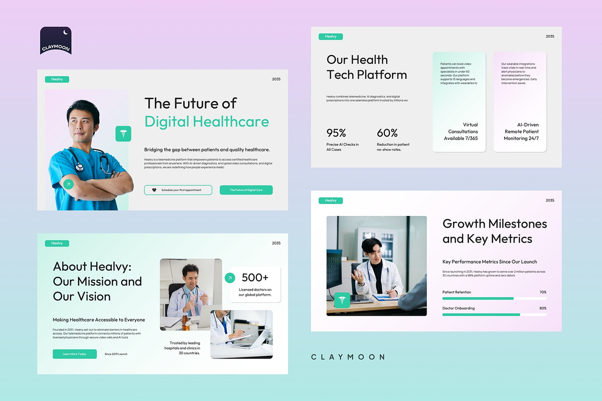 HealthTech & Telemedicine Startup, a Presentation Template by Claymoon Lab (Photo 3 of 7)
