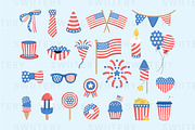 Independence Day Clipart - Swiitery, a Decorative Illustration by Iconixar & Friends (Thumbnail 2 of 2)