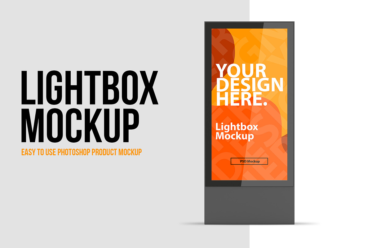 Vertical Lightbox PSD Mockup, an Advertising Mockup by GreatFruit (Photo 1 of 4)