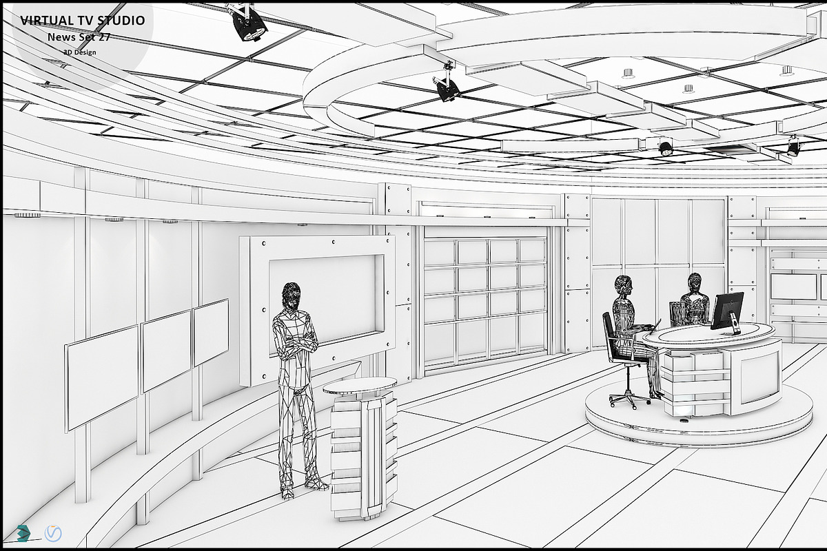 Virtual TV Studio News Set 27, an Architecture 3D Model by akerStudio (Photo 21 of 49)