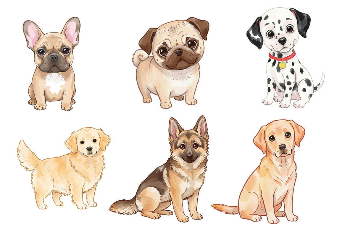 Watercolor Dogs Clipart, an Animal Illustration by BerryPieArt (Photo 3 of 4)