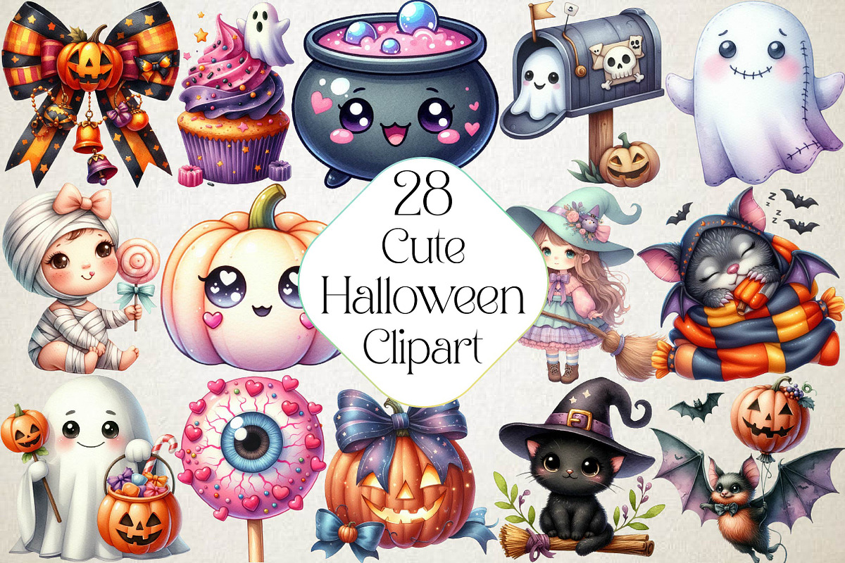 Cute Halloween Clipart, an Illustration by DreamPrint404 (Photo 1 of 4)