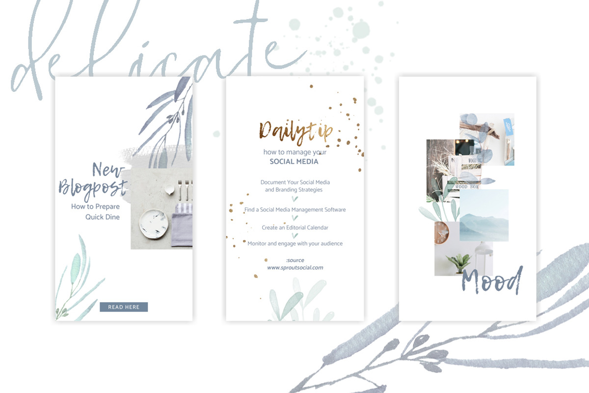 CANVA Watercolor Instagram Pack, a Social Media Template by Eviory (Photo 5 of 10)