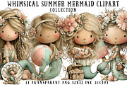 Whimsical Summer Mermaid Clipart, an Illustration by OK Design (Thumbnail 1 of 6)
