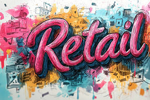 Colorful Graffiti Style Lettering Of The Word Retail With Artistic Details