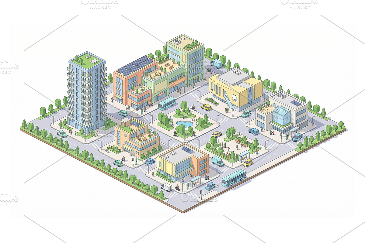 Isometric Smart City 3D, an Object Illustration by Nurlan's shop (Photo 3 of 3)