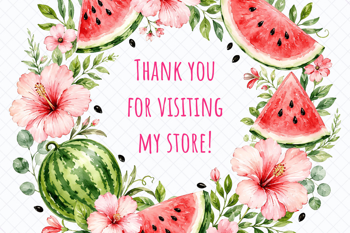 Watermelon Vibes Watercolor Clipart, a Food Illustration by Whimsy Brush Studio (Photo 7 of 8)