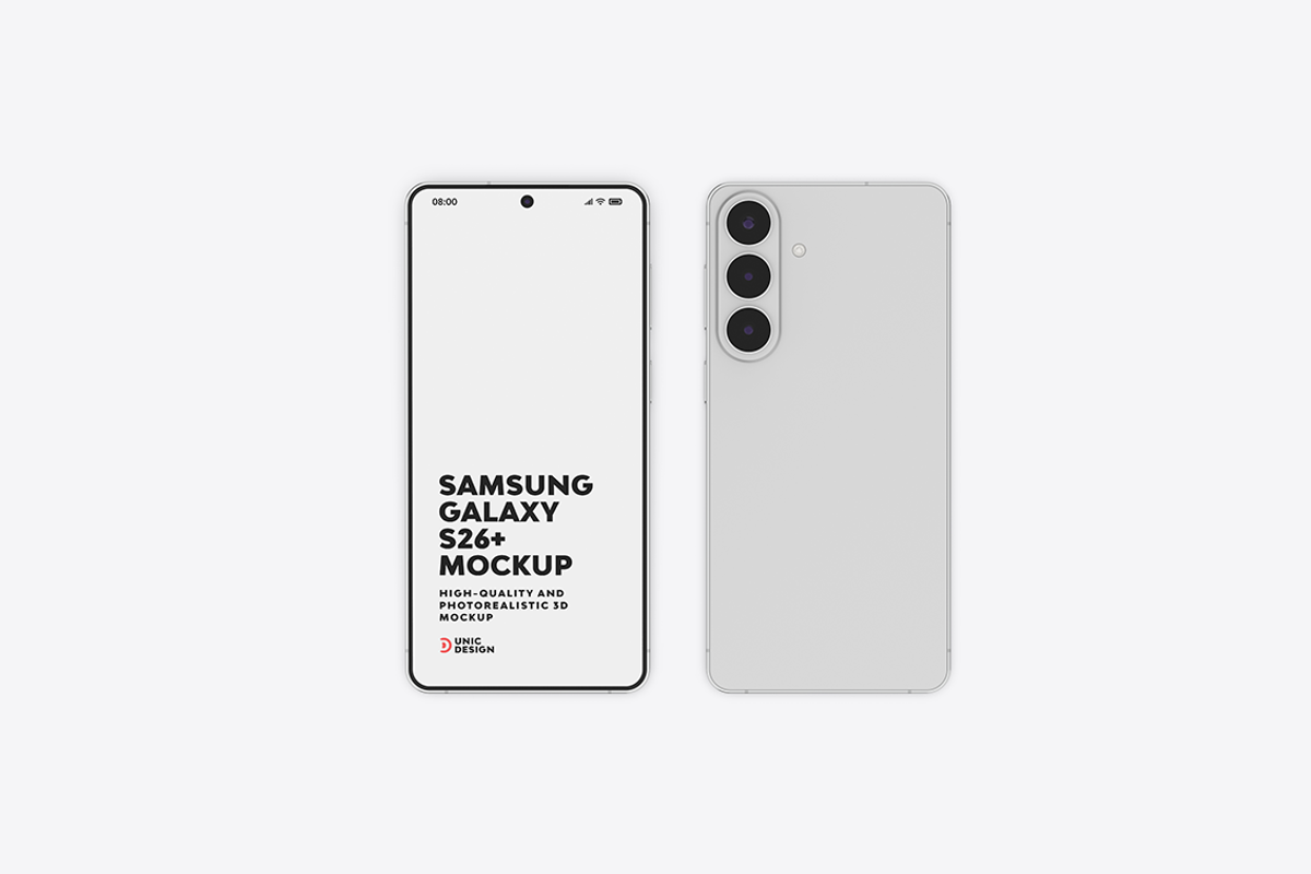 Samsung Galaxy S26+ Phone Mockup, an Android Mockup by UnicDesign (Photo 7 of 11)