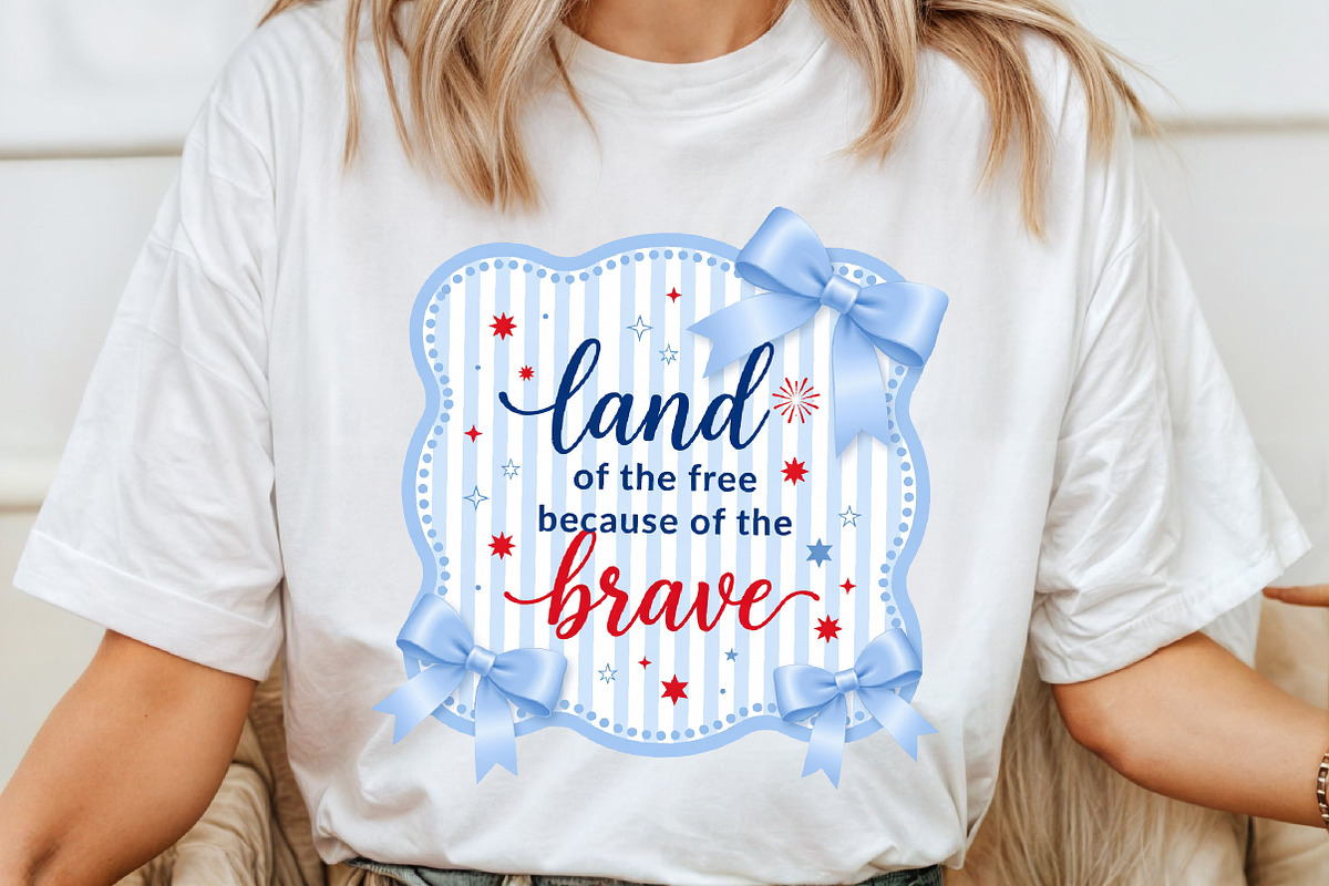 Preppy 4th of July Png, Land of Free, a Seasonal Illustration by Sublimation Artist (Photo 4 of 9)