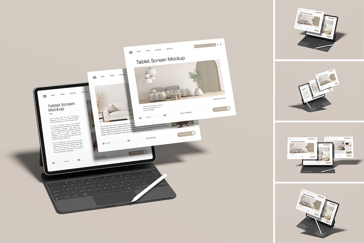 Tablet Screen Website Mockup, a Wearable Device Mockup by graphicsecond (Photo 1 of 6)