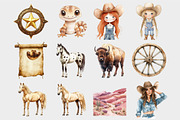 Watercolor Cowboy Wild West Clipart, a Seasonal Illustration by Design Market (Thumbnail 4 of 5)