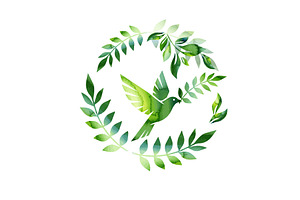 Bird in a wreath symbol. Dove of, an Animal Illustration by Nenahliadava Design