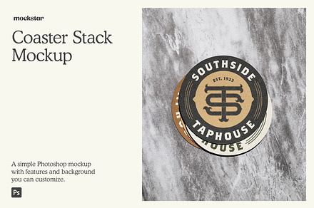 Coaster Stack mockup, a Cups & Container Mockup by mockstar
