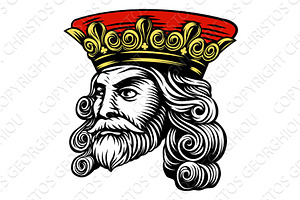 King Medieval Crown Head Face, a Person Illustration by Christos Georghiou