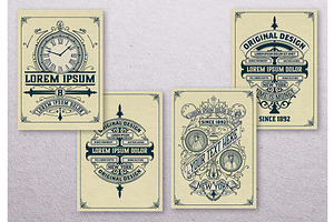 Set of 4 Vintage Labels, a Branding & Logo Template by OneVectorStock